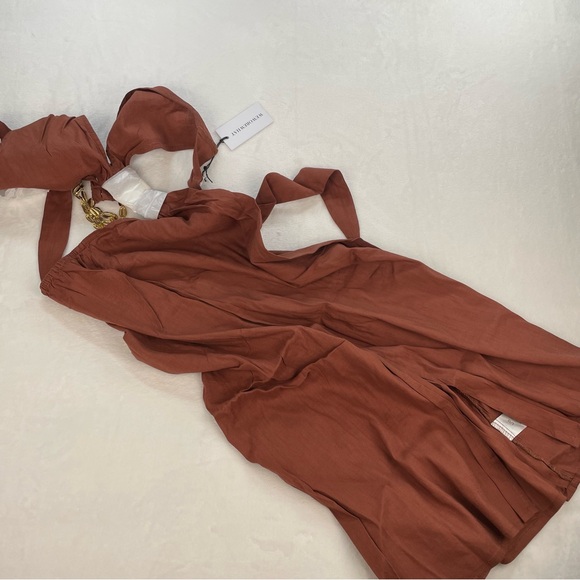 WeWoreWhat Shell Chain Halter Midi Dress Cappuccino Brown | NWT | Size Large - Picture 6 of 8